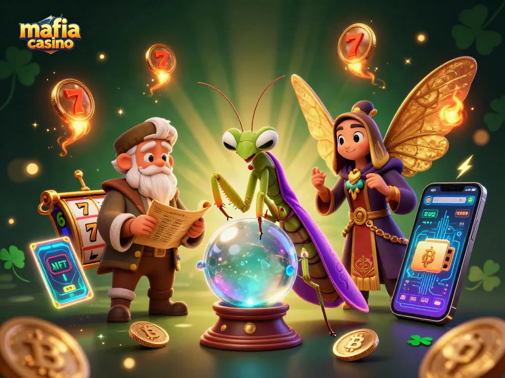 Experience the thrill of mafia casino gameplay with 3D characters and lively slot elements.