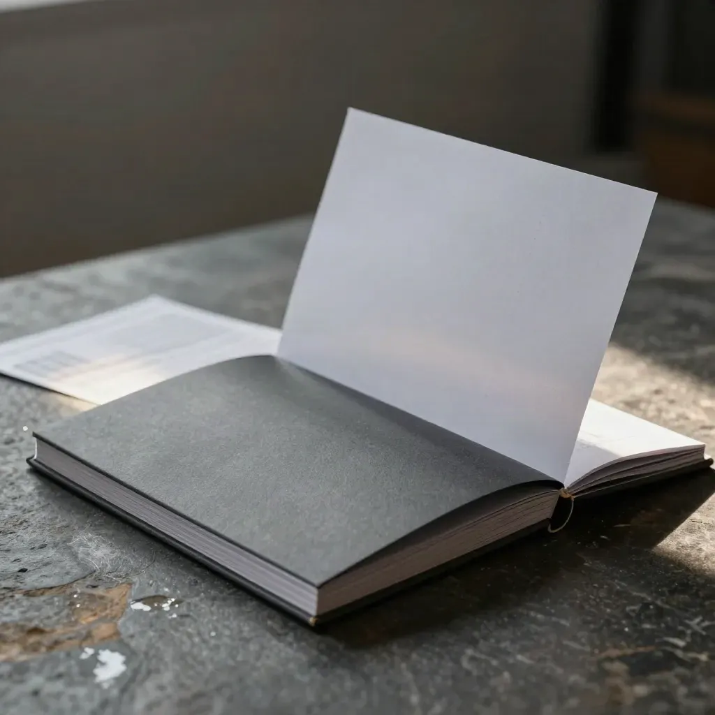 Libro guida di analisi tecnica aperto su pietra, con sovrapposizioni traslucide.