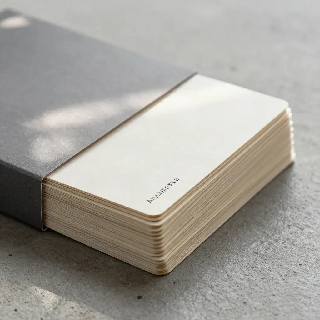 Kit radar small cap con card minute, booklet compatto e banda grafite in macro.