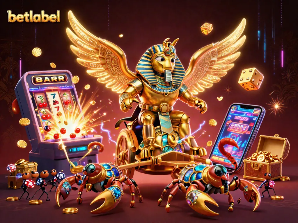 Experience the thrill of betlabel with a dynamic 3D casino scene featuring lucky charms and energetic gameplay.